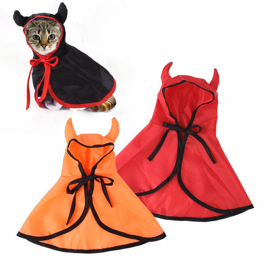 Fierce Feline Horned Halloween Cape For Pets-0